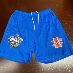 Eric Emanuel Mens Blue World Series HMDD Drawstring Athletic Pull On Shorts XL